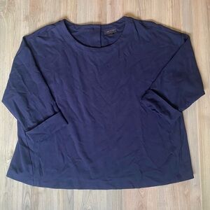 J. Jill Navy Blue Simple‎ Blouse Size Medium Petite